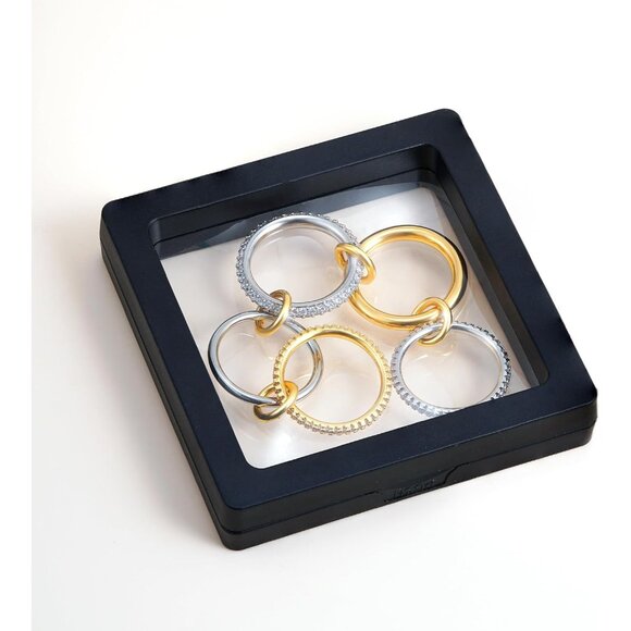 Elegant 14K Gold Plated Silver Multi-Color Stackable Rings for Women, Stylish Mi - Picture 7 of 7